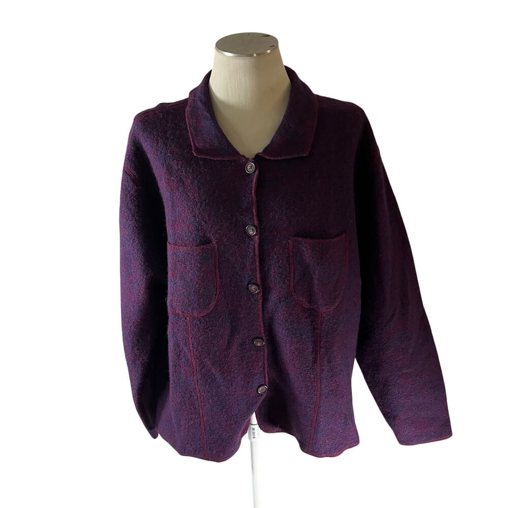 Vtg Y2K 2000s Purple Wool Button Car Coat Jacket Plus Size 3X Cottagecore